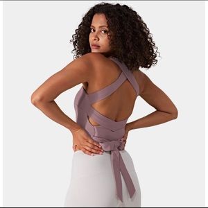Halara Compression top with back laces in mauve